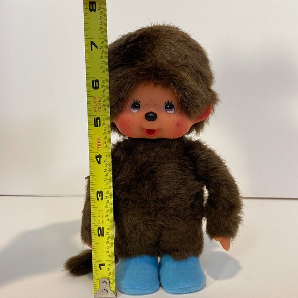 Monchhichi Doll Stuffed Plush Toy Blue Shoes 19cm Sekiguchi Japan - Picture 3 of 12